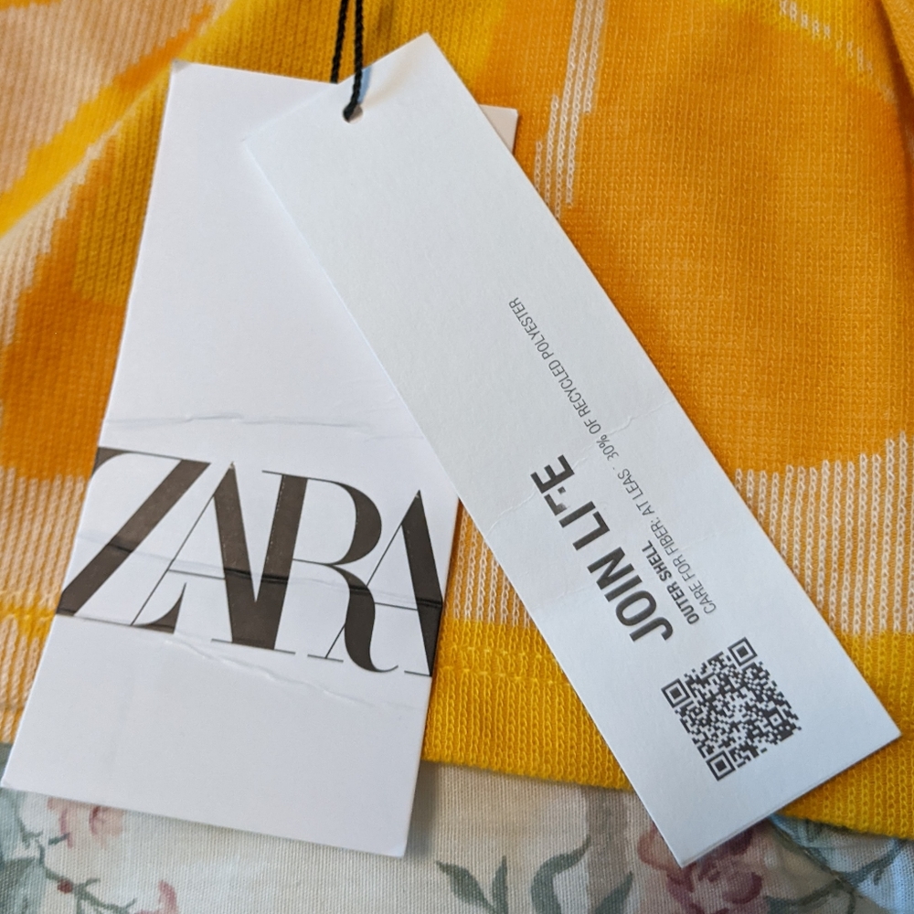 NWT ZARA Orange Yellow Tangerine Knit Crop Top On/Off Shoulder Sz. S - Picture 5 of 8